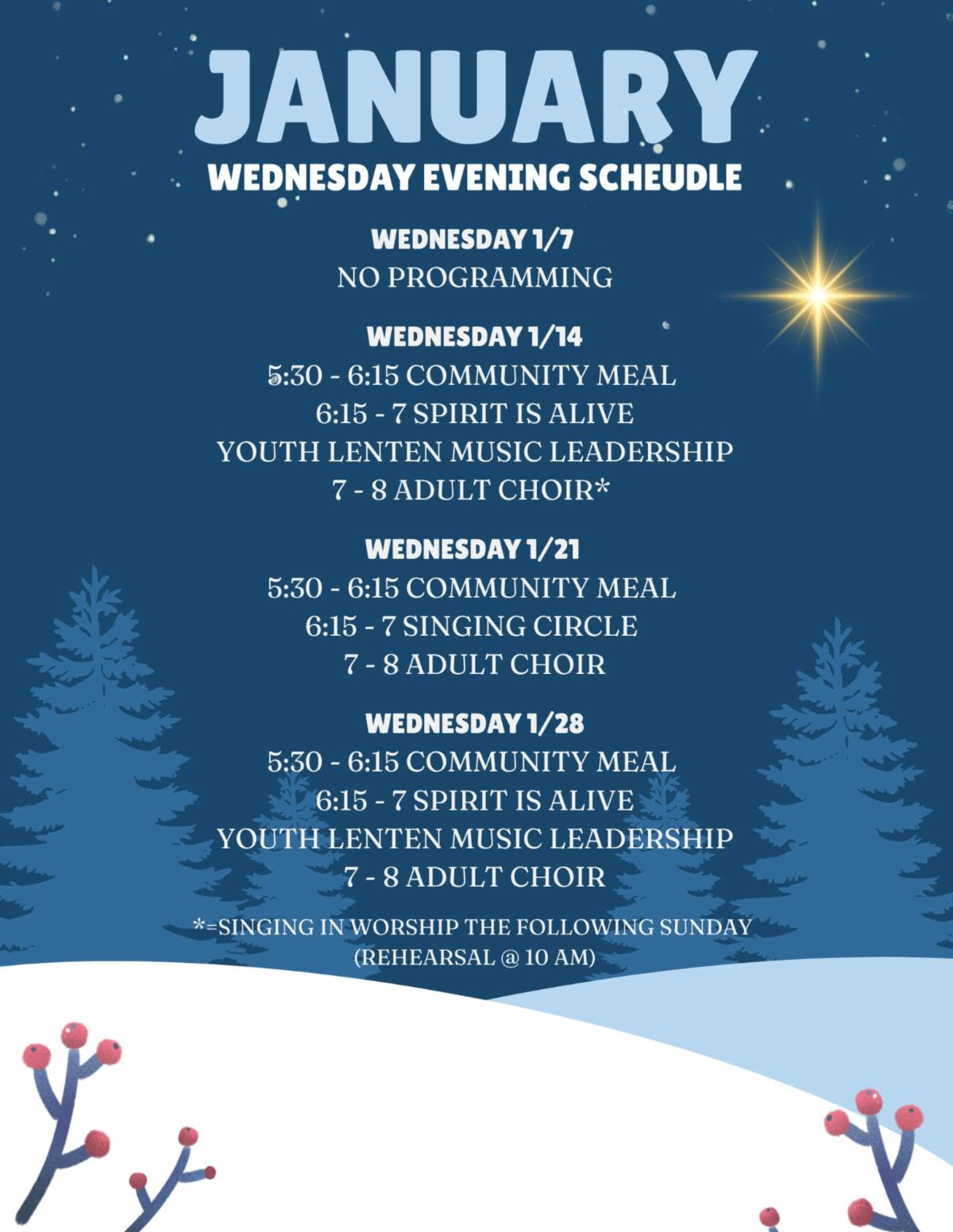 January Wednesday Evening Schedule - Our Saviour's Lutheran Church