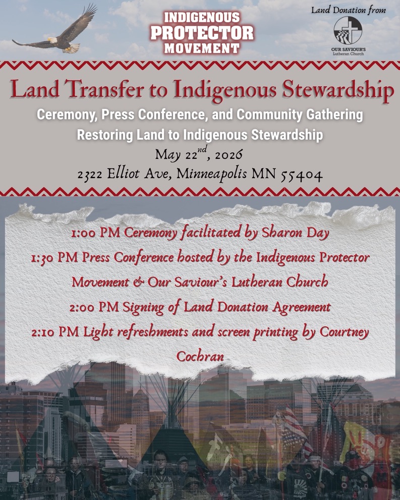 This Friday, May 22 – Land Transfer Ceremony and Celebration, 1-3pm - Our Saviour's Lutheran Church