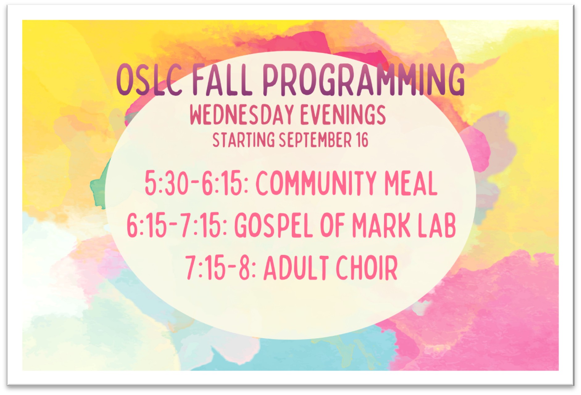 OSLC Fall Programming - Our Saviour's Lutheran Church